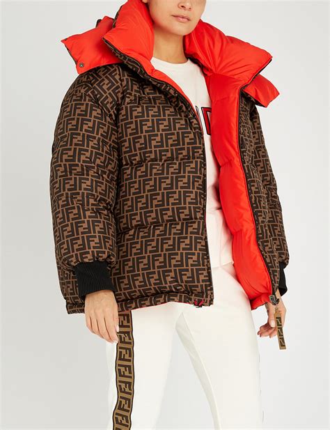 fendi down jacket womens|Fendi brown nylon jacket.